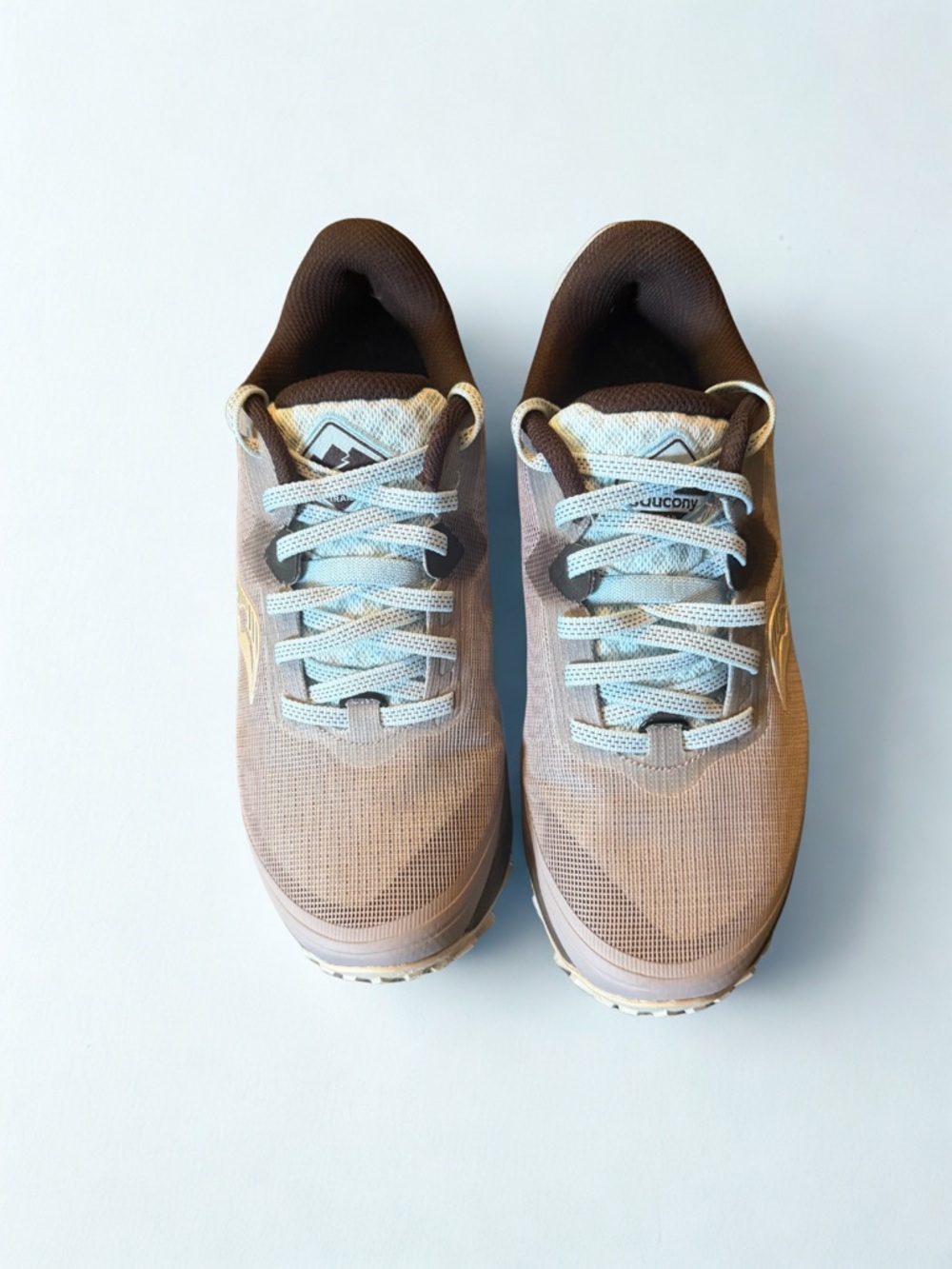 Saucony Women's Brown and Light Blue Mesh Running Sneakers
